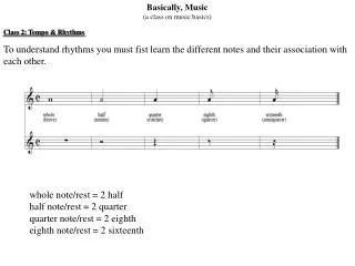 Basically, Music (a class on music basics) Class 2: Tempo &amp; Rhythms