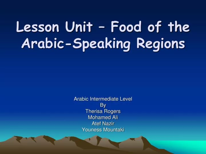 lesson unit food of the arabic speaking regions