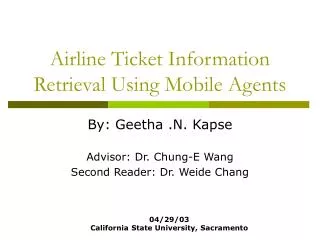 Airline Ticket Information Retrieval Using Mobile Agents