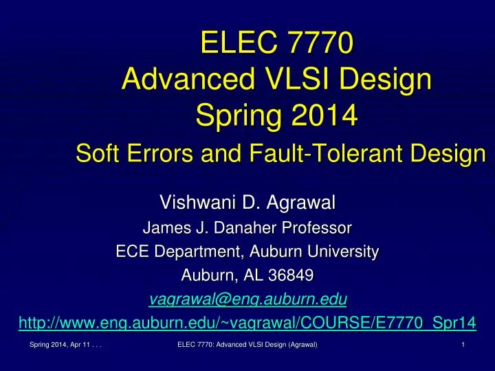 elec 7770 advanced vlsi design spring 2014 soft errors and fault tolerant design