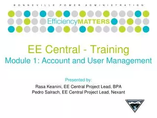 EE Central - Training Module 1: Account and User Management