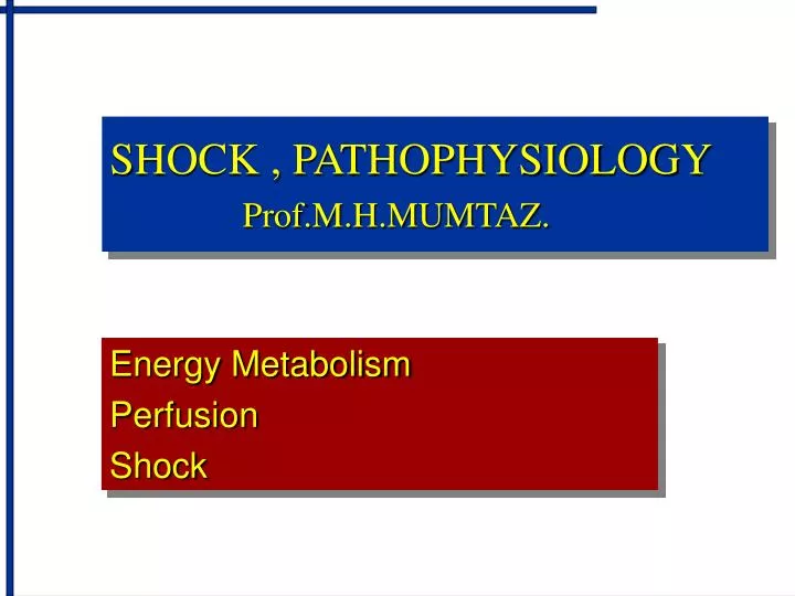 shock pathophysiology prof m h mumtaz