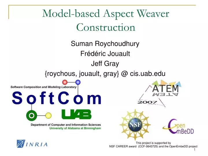 model based aspect weaver construction