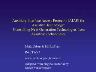 Mark Urban &amp; Bill LaPlant INCITS/V2 incits/tc_home/v2