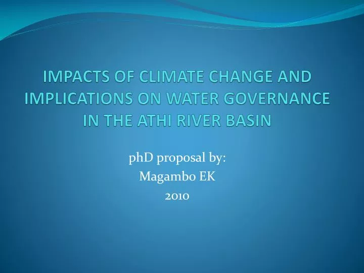 impacts of climate change and implications on water governance in the athi river basin