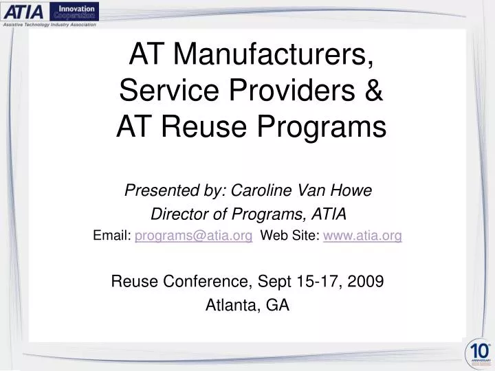 at manufacturers service providers at reuse programs