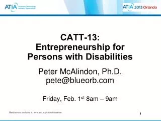 CATT-13: Entrepreneurship for Persons with Disabilities