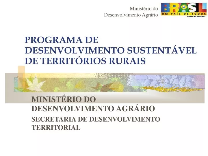 minist rio do desenvolvimento agr rio secretaria de desenvolvimento territorial