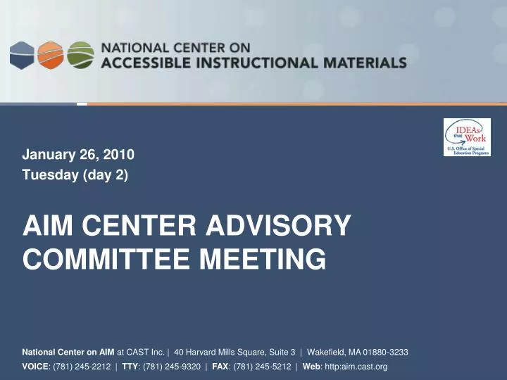 aim center advisory committee meeting