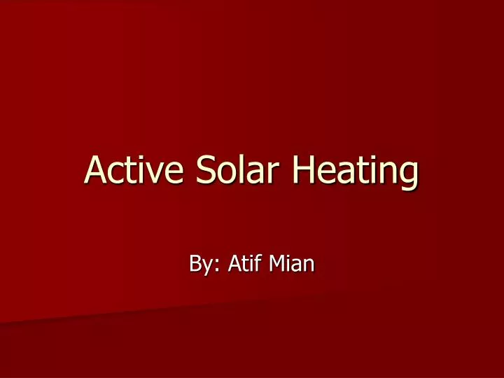 active solar heating