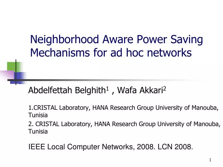 neighborhood aware power saving mechanisms for ad hoc networks