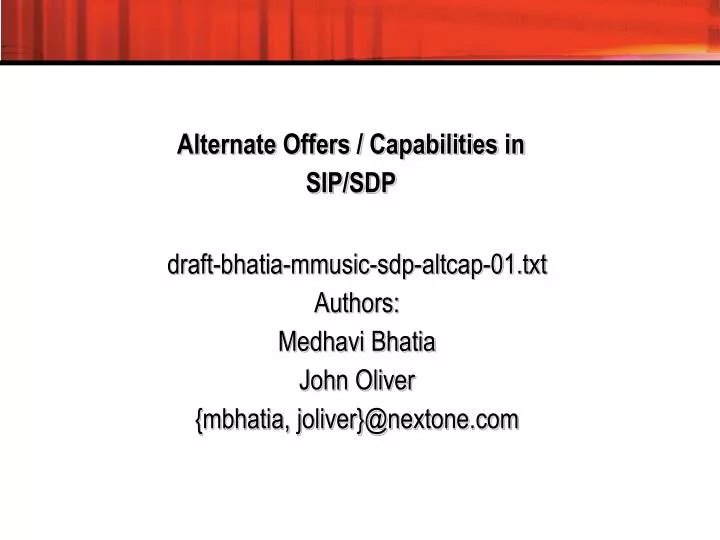 alternate offers capabilities in sip sdp