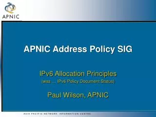 APNIC Address Policy SIG