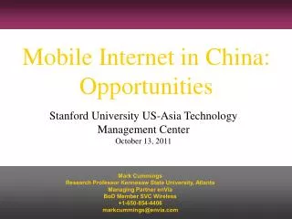 Mobile Internet in China: Opportunities