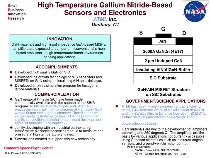 high temperature gallium nitride based sensors and electronics atmi inc danbury ct