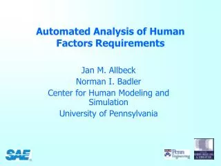 Automated Analysis of Human Factors Requirements