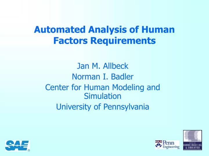 automated analysis of human factors requirements