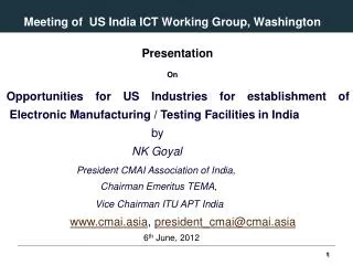 Meeting of US India ICT Working Group, Washington