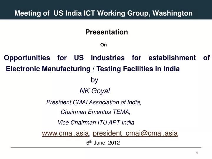 meeting of us india ict working group washington