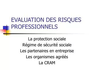 evaluation des risques professionnels