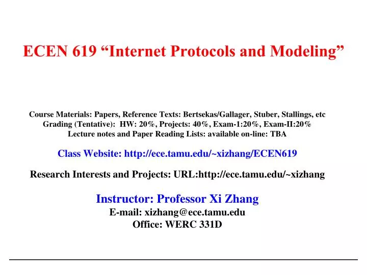ecen 619 internet protocols and modeling