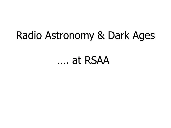 radio astronomy dark ages