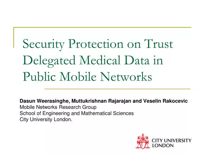 security protection on trust delegated medical data in public mobile networks