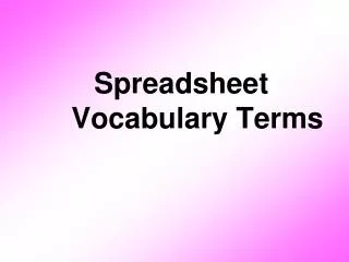 Spreadsheet Vocabulary Terms