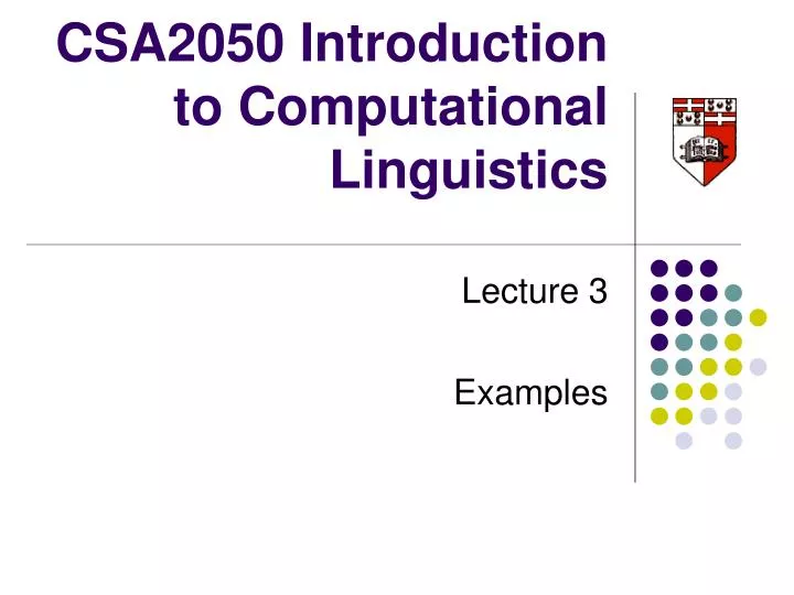 csa2050 introduction to computational linguistics