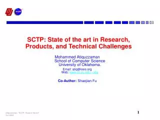 sctp state of the art in research products and technical challenges