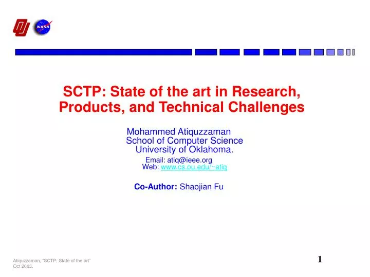sctp state of the art in research products and technical challenges
