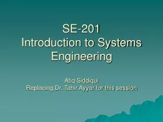 SE 201: Introduction