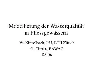 modellierung der wasserqualit t in fliessgew ssern