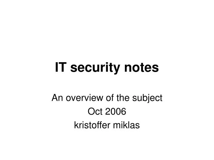 it security notes
