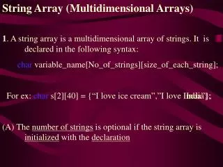 String Array (Multidimensional Arrays)