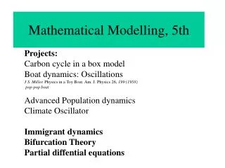 Mathematical Modelling, 5th