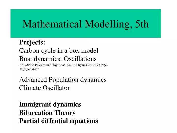 mathematical modelling 5th
