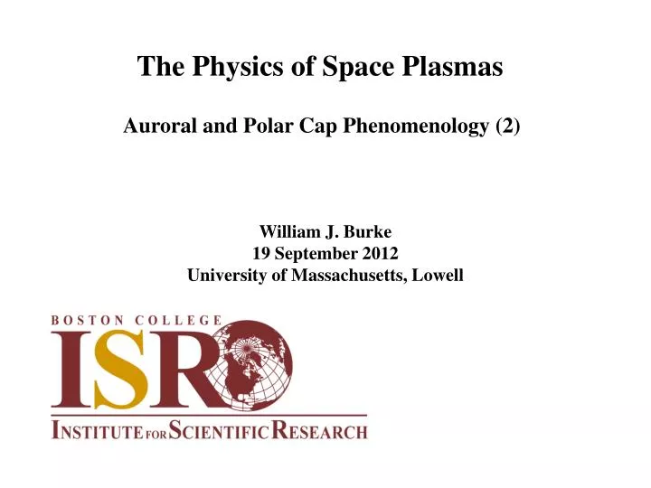 the physics of space plasmas