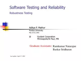 Software Testing and Reliability Robustness Testing