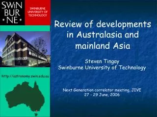 Review of developments in Australasia and mainland Asia