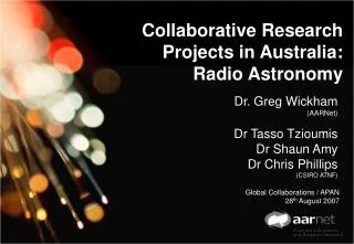 Collaborative Research Projects in Australia: Radio Astronomy