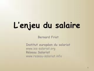 l enjeu du salaire