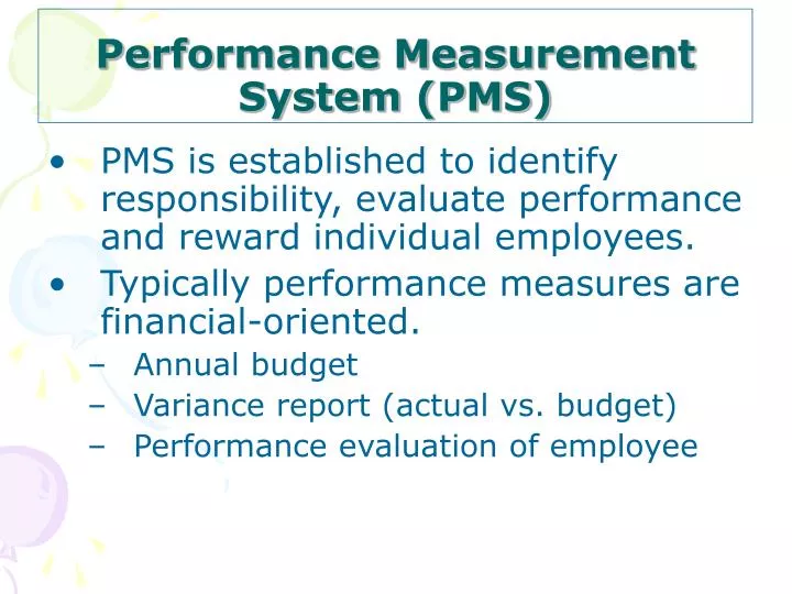 performance measurement system pms