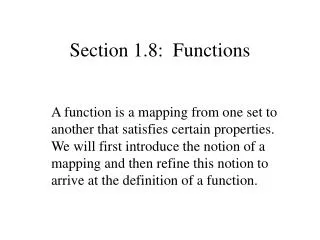 Section 1.8: Functions