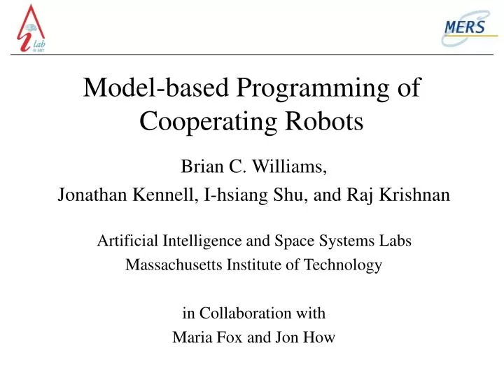 model based programming of cooperating robots