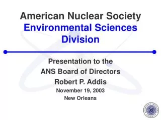 American Nuclear Society Environmental Sciences Division