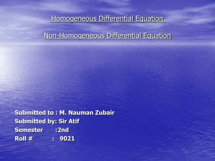 homogeneous differential equation non homogeneous differential equation