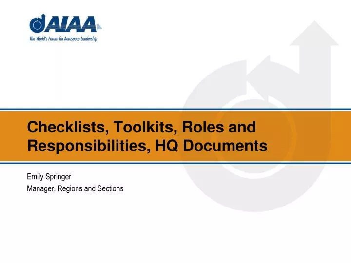 checklists toolkits roles and responsibilities hq documents