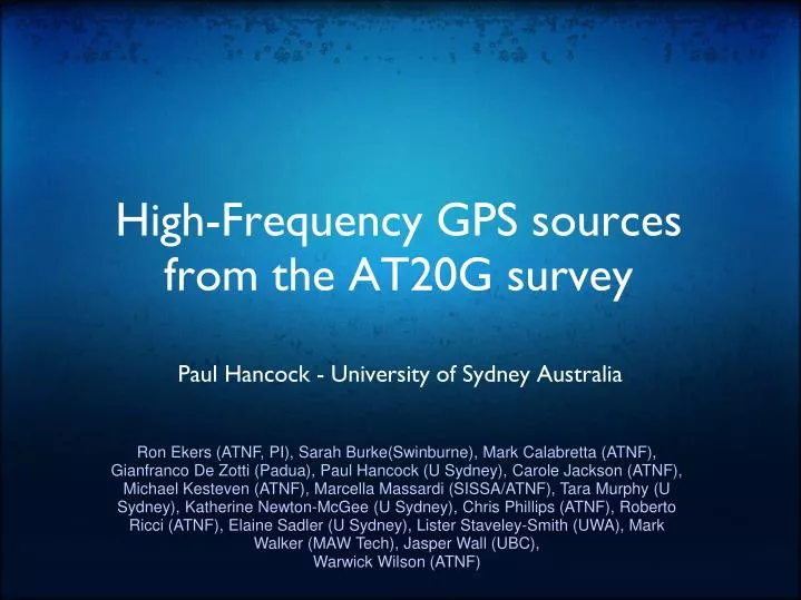 high frequency gps sources from the at20g survey