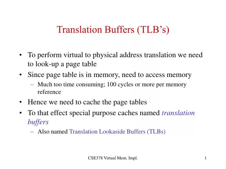 translation buffers tlb s